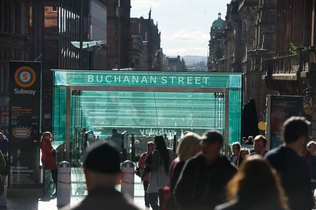 The entrance to Buchanan Street Subway station in Glasgow. The underground network has been extensively refurbished. Picture: John Devlin/TSPL