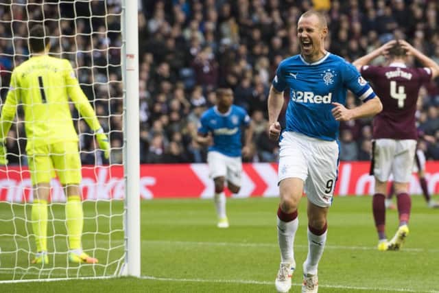Rangers' Kenny Miller celebrates his second goal of the game. Picture: SNS/Craig Williamson