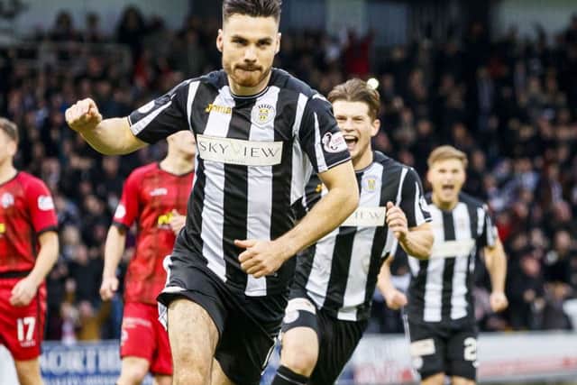 St Mirren's Ian McShane celebrates his goal. Picture: SNS/Roddy Scott