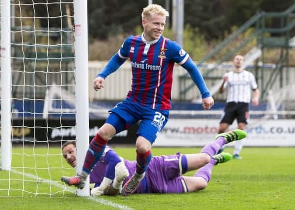 Connor Bell celebrates after making it 1-0 Inverness. Picture: SNS/Bruce White