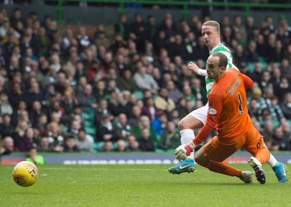 Leigh Griffiths puts Celtic in front during their draw with Kilmarnock. Picture: SNS.