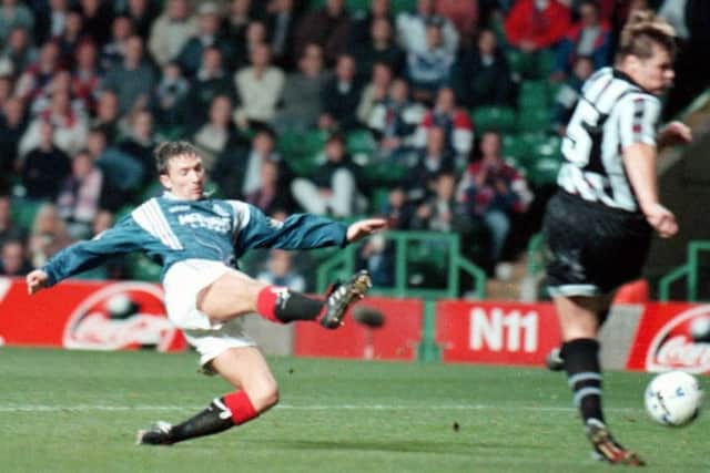 McInnes scores for Rangers in the Ibrox club's 6-1 League Cup semi final win over Dunfermline in October 1996. Picture: SNS Group