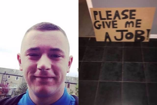 Nathan Campbell landed a job after standing at a roadside with a cardboard sign. Picture: Nathan Campbell/Facebook