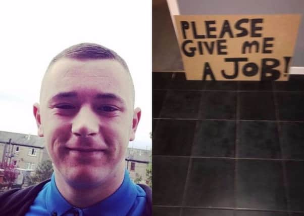 Nathan Campbell landed a job after standing at a roadside with a cardboard sign. Picture: Nathan Campbell/Facebook