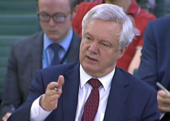 Brexit Secretary David Davis gives evidence on developments in European Union divorce talks to the Commons Exiting the EU Committee in Portcullis House, London, amid claims he has held up progress on crucial exit laws. Picture: PA