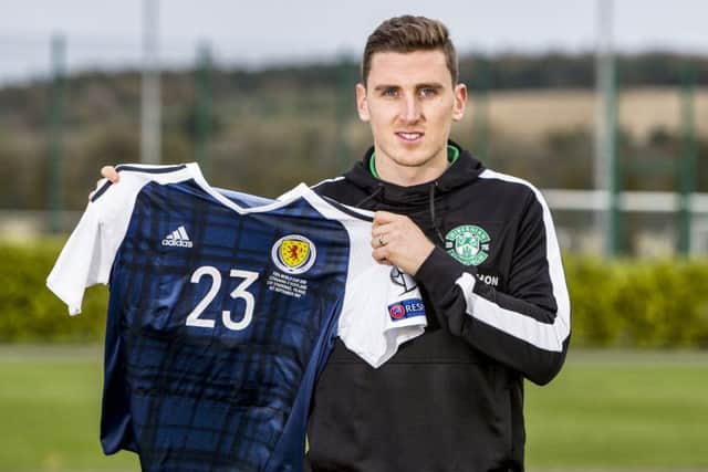 30/10/17 HIBERNIAN TRAINING CENTRE - TRANENT Hibernian's Paul Hanlon speaks after his call-up to the Scotland squad