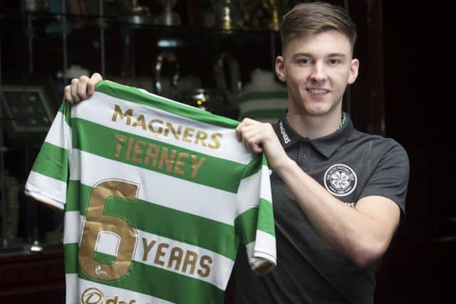 Celtic's Kieran Tierney has signed a new deal which will see him remain at the club until 2023. Picture: Craig Foy/SNS
