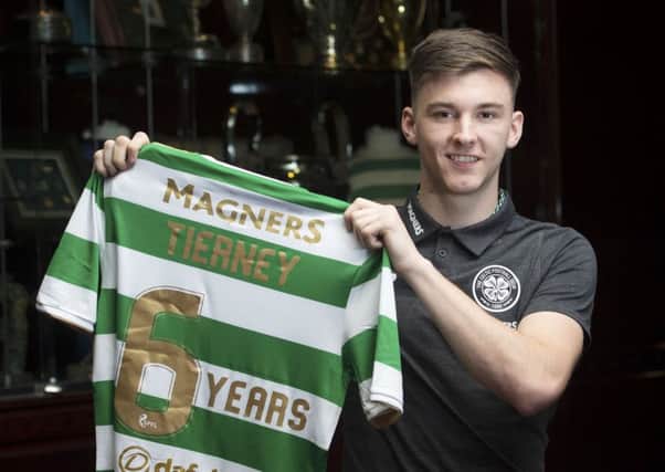 Celtic's Kieran Tierney has signed a new deal which will see him remain at the club until 2023. Picture: Craig Foy/SNS