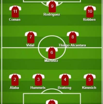 How Bayern Munich could line up against Celtic - unless Jupp Heynckes goes with a 4-4-2 formation. Picture: Contributed
