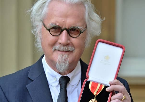 Sir Billy Connolly after being knighted by the Duke of Cambridge during an Investiture ceremony at Buckingham Palace, Photo: John Stillwell/PA Wire