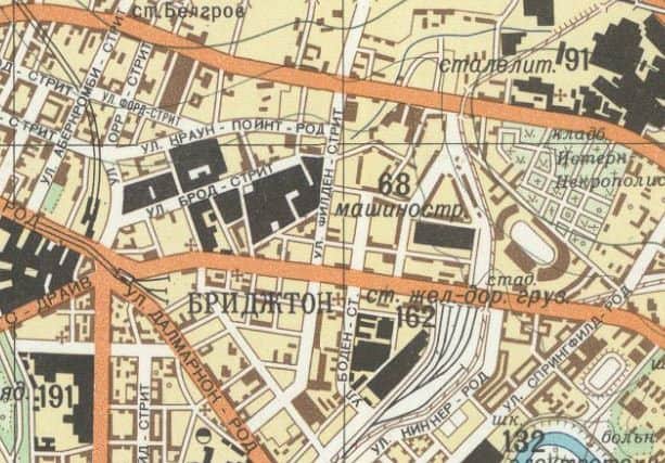 Soviet map of Glasgow's east end printed in 1981. Picture: The Red Atlas