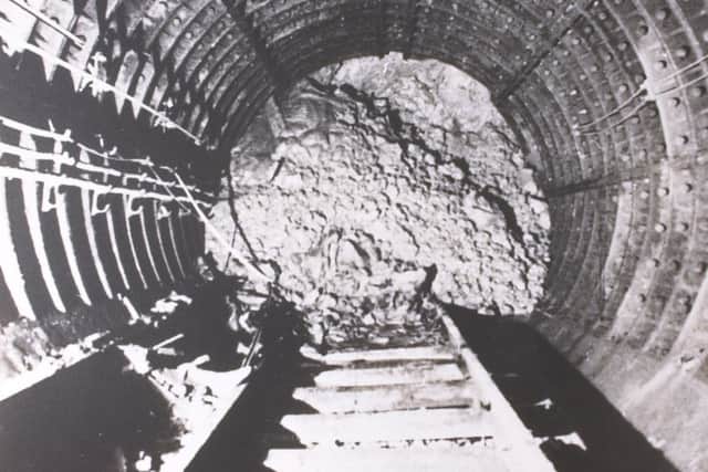 Glasgow Underground picture dated September 1940 showing rubble from the bomb crater near Merkland Street Station. Picture: Allan Milligan