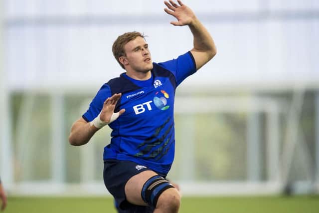 Jonny Gray takes part in a Scotland training camp at the Oriam. Picture: SNS Group