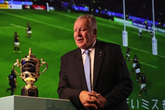 Bill Beaumont, President of World Rugby, during the Rugby World Cup 2019 schedule announcement. Picture: Getty Images