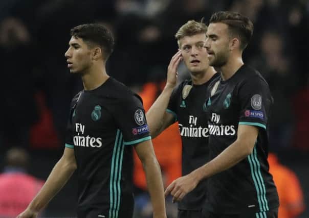 The Real Madrid players trudge off after their 3-1 defeat by Tottenham at Wembley. Picture: Matt Dunham/AP
