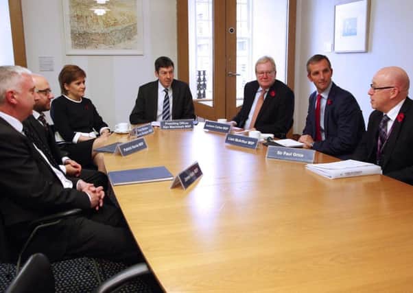 Nicola Sturgeon is the only woman at the Holyrood meeting chaired by Ken Macintosh