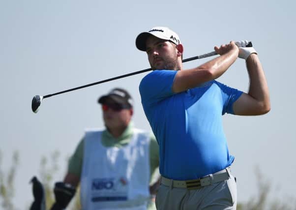 Scotland's Bradley Neil tees off on the 3rd hole on Day Two of the NBO Golf Classic Grand Final in Oman. Picture: Tom Dulat/Getty Images