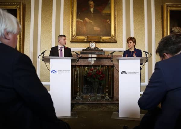 Derek Mackay and Nicola Sturgeon discuss taxation at the Royal Society of Edinburgh