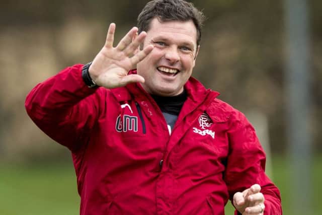 Interim Rangers manager Graeme Murty enjoys himself at training. Picture: Alan Harvey/SNS