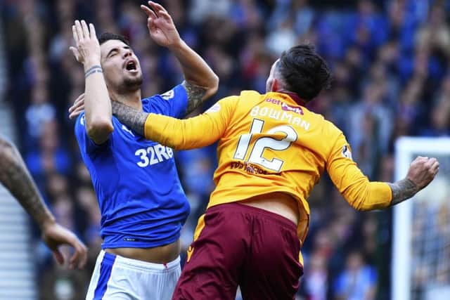 Motherwell striker Ryan Bowman's clash with Fabio Cardoso led to a Rangers fan sending an irate letter to the Fir Park club. Picture: SNS/Rob Casey