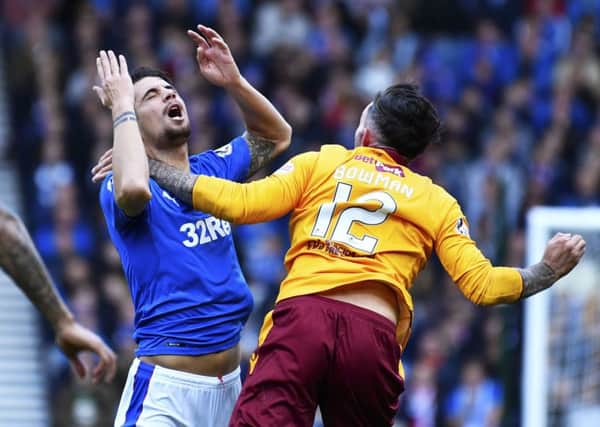 Motherwell striker Ryan Bowman's clash with Fabio Cardoso led to a Rangers fan sending an irate letter to the Fir Park club. Picture: SNS/Rob Casey