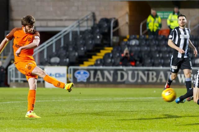 Dundee Utd's Sam Stanton scores to make it 2-0. Picture: SNS/Roddy Scott