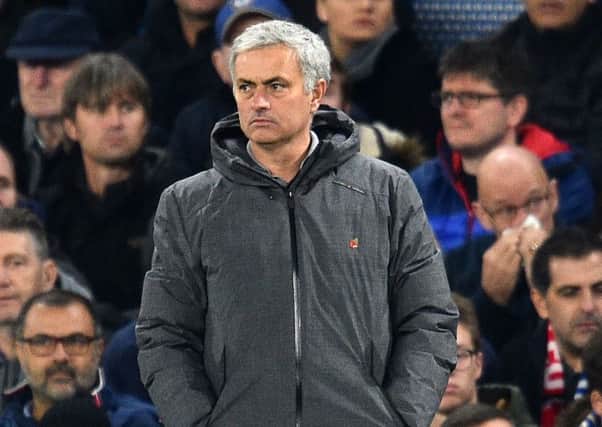 Manchester United manager Jose Mourinho watches from the touchline during the defeat by Chelsea. Picture: Glyn Kirk/AFP/Getty Images