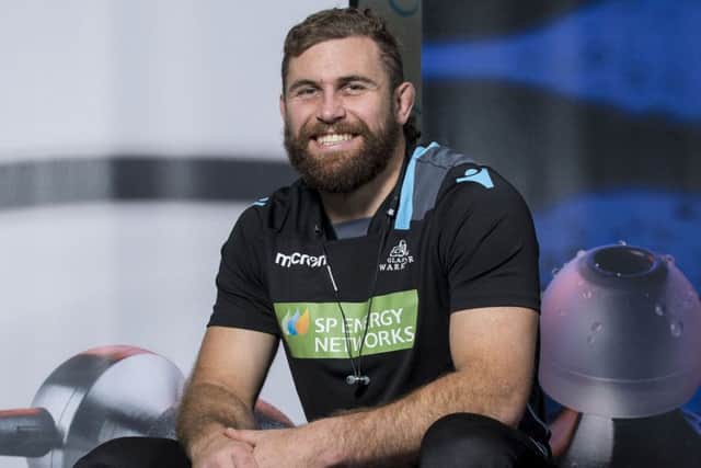Glasgow Warriors Callum Gibbins 
at the announcement of the clubs latest sponsor, RHA.