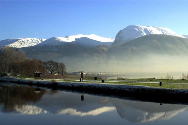 Scotland's largest mountain, Ben Nevis, looks impressive during winter
