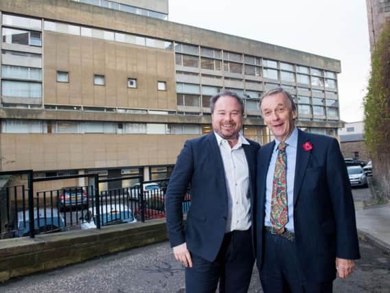 Alasdair Graham, of architects Chipperfield, and Sir Ewan Brown, chair of the Impact Trust, at the site of the new concert hall.