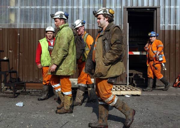 The last miners at Longannet colliery's deep mine in Fife leave work in 2002, ending underground coal mining in Scotland (Picture: Robert Perry)