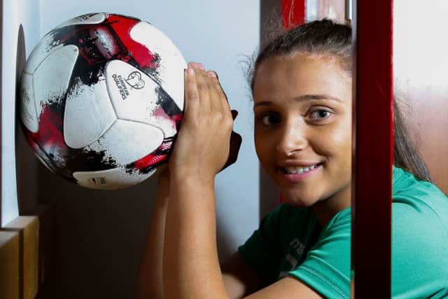 Top scorer Abi Harrisons goal is to beat Glasgow City in both league and cup. Picture: Scott Louden