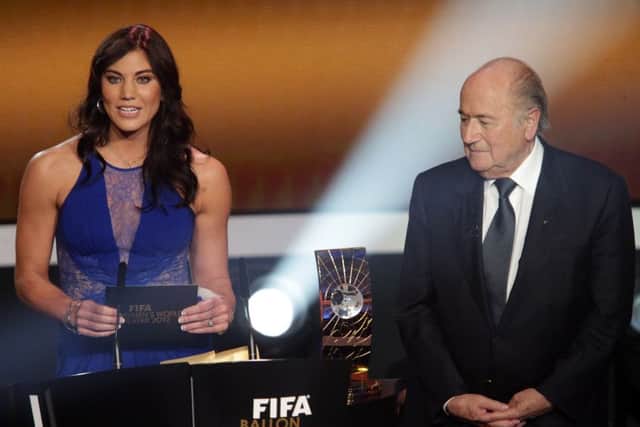 Hope Solo has claimed that Sepp Ballter once "grabbed her ass". Picture: Christof Koepsel/Getty Images