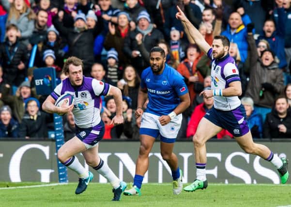 Stuart Hogg scores the opening try of the game. Picture: SNS/Ross Parker