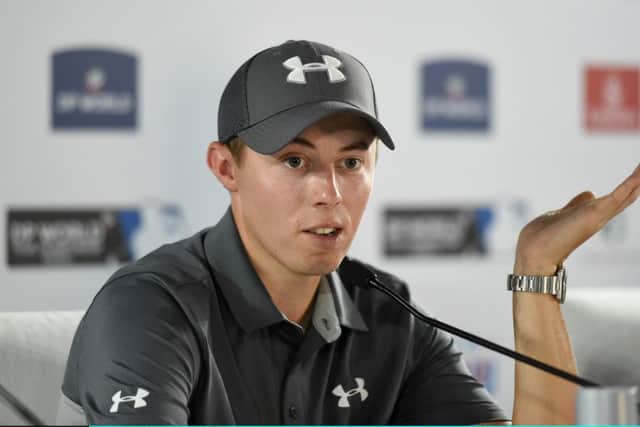 Englishman Matt Fitzpatrick speaks to the media in the build up to this week's DP World Tour Championship in Dubai. Picture: Getty Images