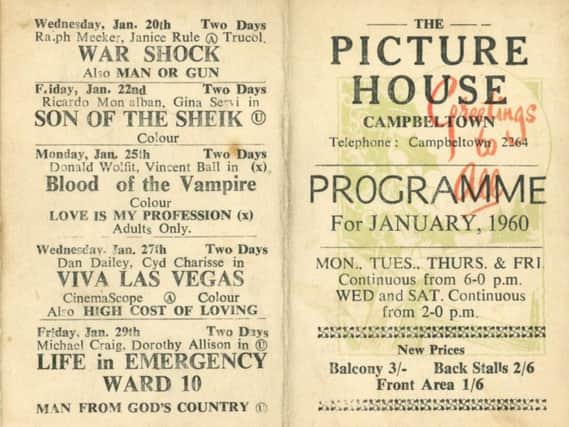 The Picture House's line-up of films being shown in 1960.