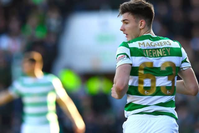 Celtics Kieran Tierney is looking forward to facing his hometown club Motherwell in the Betfred Cup final. Picture: SNS.
