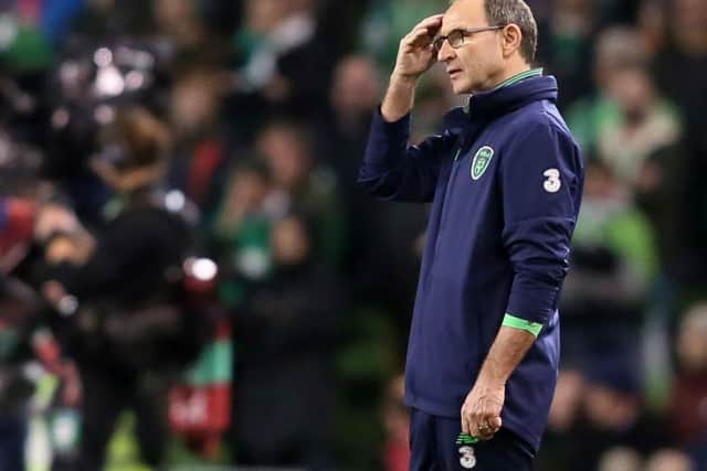 Martin O'Neill stormed off after taking issue with questions from an RTE journalist. Picture: AFP/Getty Images