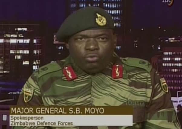 Major Gen. S.B. Moyo, Spokesperson for the Zimbabwe Defense Forces (Picture: ZBC via AP)