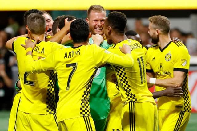 Columbus Crew celebrate their team's 3-1 win over Atlanta United in October. Picture: Getty Images