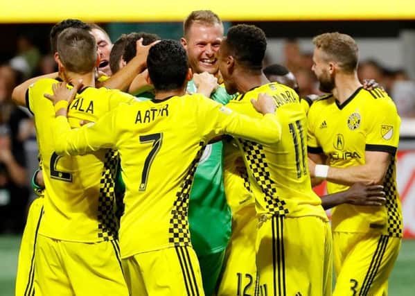 Columbus Crew celebrate their team's 3-1 win over Atlanta United in October. Picture: Getty Images