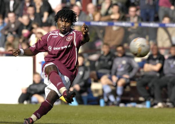 Laryea Kingston scores a free kick in a 3-2 win over St Mirren in April 2008. Picture: Kenny Smith