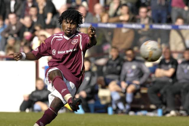 Laryea Kingston scores a free kick in a 3-2 win over St Mirren in April 2008. Picture: Kenny Smith
