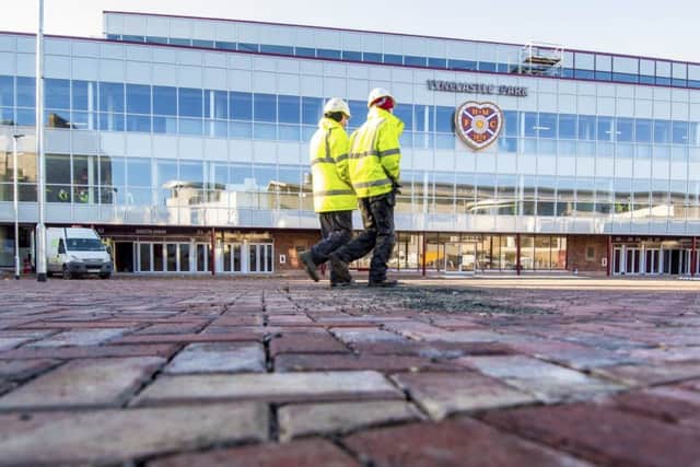 Work continues on the new stand at Tynecastle. Picture: SNS Group