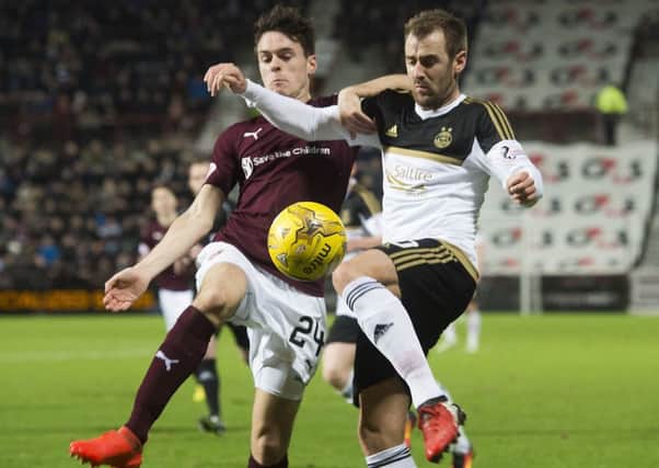 Niall McGinn in action against Hearts during his Aberdeen days. The Tynecastle club have shown an interest in the winger. Picture: Craig Foy/SNS