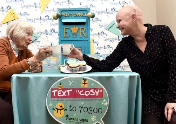 Gail Porter with 94-year-old Halina Zawadzka at the launch of the Vintage Vibes Christmas card campaign. (Picture: Lisa Ferguson)