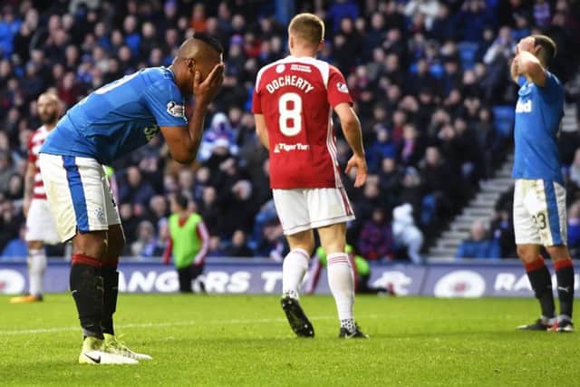 Rangers' Alfredo Morelos downbeat after missing a chance. Picture: SNS/Rob Casey
