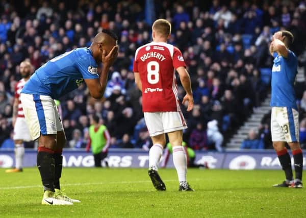 Rangers' Alfredo Morelos downbeat after missing a chance. Picture: SNS/Rob Casey