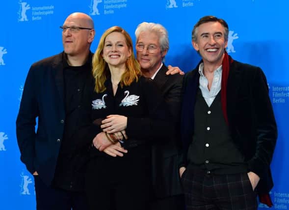 Richard Gere with The Dinners director Oren Moverman, far left, and co-stars Laura Linney and Steve Coogan. Picture: AFP/Getty