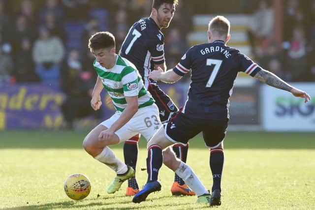 Celtic's Kieran Tierney, pictured in action against Ross County, went to school with Motherwell's Chris Cadden. Picture: Ian Rutherford/PA Wire